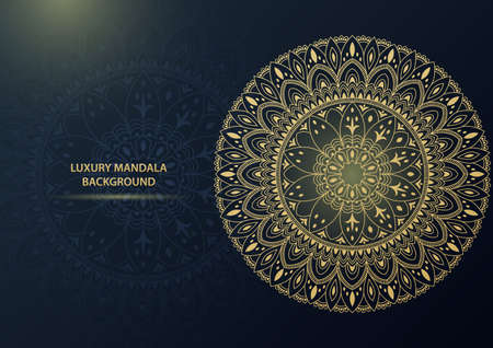 Luxury gold ornamental mandala background. Vector illustrationのイラスト素材