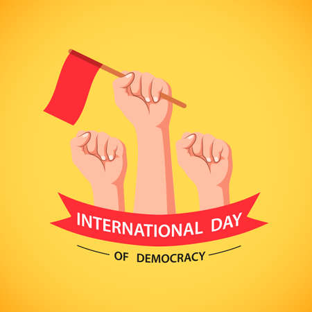 International Day of Democracy. concept hand holding a flag. Vector illustrationのイラスト素材