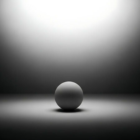 Illustration of a black and white abstract background with a glowing ballの素材
