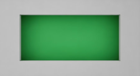 Minimalist green rectangle with a subtle gradient, framed by a light grey border. Perfect for abstract backgrounds, chroma key, or graphic design elements.の素材