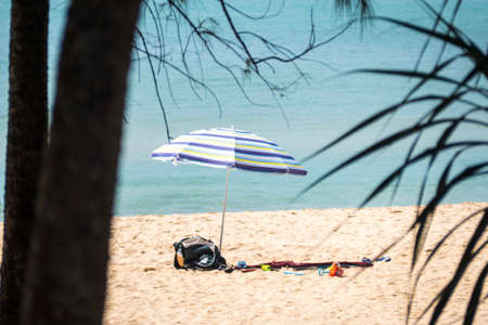 Beach umbrella on beach in holiday.の写真素材