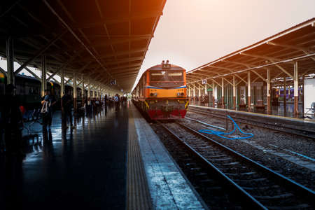 The train is running into the platform.のeditorial素材