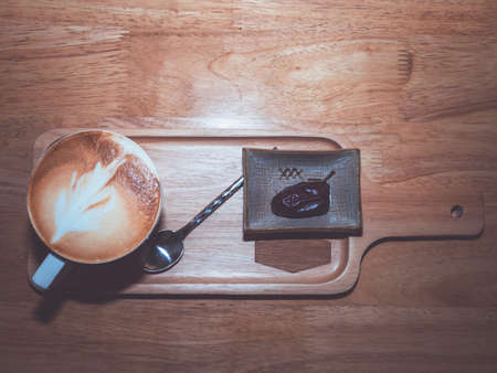 Cup of coffee with beautiful Latte art.の写真素材