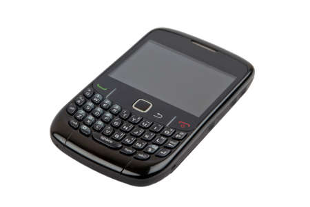 Closeup of a smartphone isolated on white backgroundの写真素材