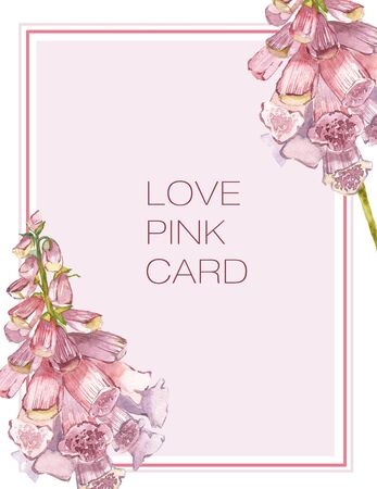 Love pink card with floral elementsの写真素材