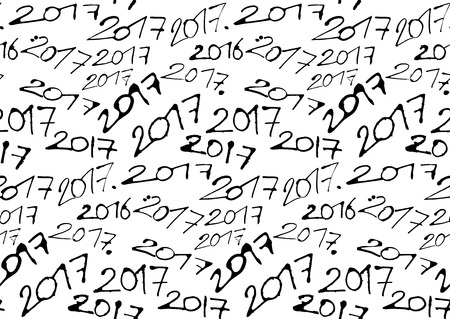 Numbers seamless pattern New 2017 Year. Holiday illustration with lettering composition.のイラスト素材