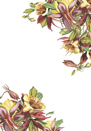 Vintage card with Spring Flowers. Elegance Beautiful greeting card with red flowers. EPS 10のイラスト素材