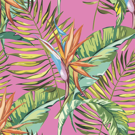 Elegance seamless pattern in vintage style with Strelitzia flowers. EPS 10のイラスト素材