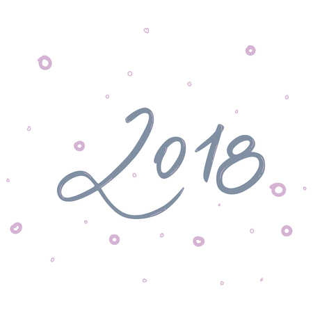 2018 - symbols new year. Holiday lettering ink illustrationのイラスト素材