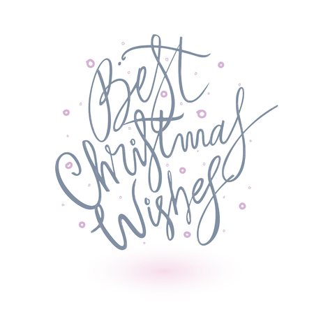 Best Christmas Wishes-lettering phrase. Holiday letter ink illustration. Xmas greeting card.のイラスト素材