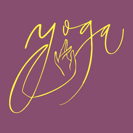 Hand lettering Yoga logo letters. Can be printed on greeting cards, paper and textile designsのイラスト素材
