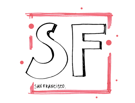 Typography slogan. Hand drawn San Francisco vector for t shirt printing.のイラスト素材