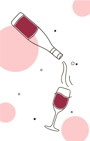 Wine composition. Line art graphic. Restaurant template. Line illustration.の写真素材