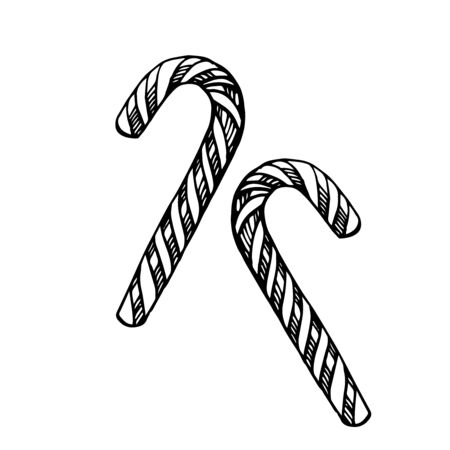 Christmas candy cane isolated on white background. Template for xmas or New Year greeting card. Vector illustrationのイラスト素材