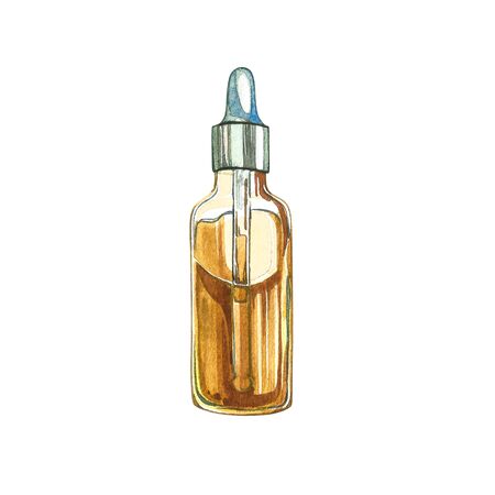 CBD oil hemp products. Watercolor illustration on white background.の写真素材