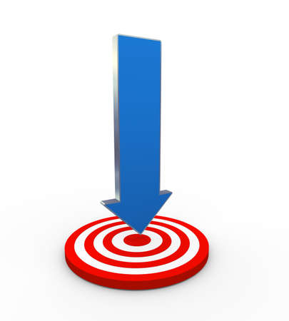 3d illustration of big arrow moving toward target. Concept of achieving goal.の写真素材