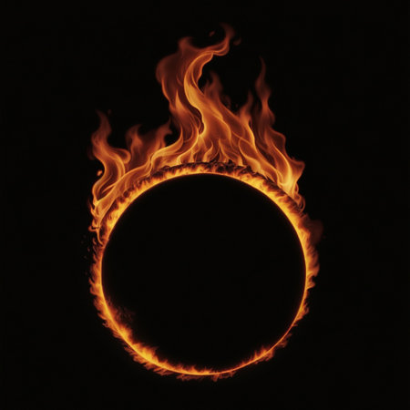 Ring of fire on black backgroundの素材
