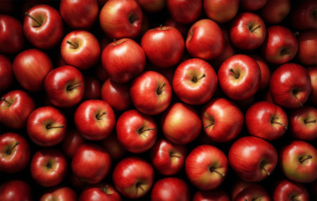 Background of vibrant red apples, a delightful and wholesome fruitの素材