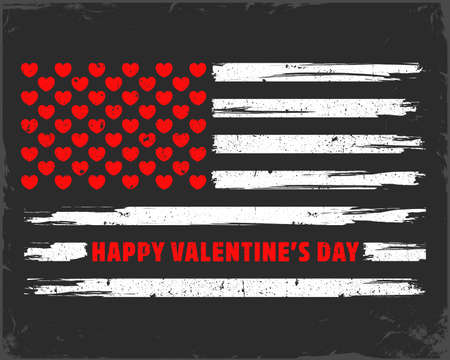 Happy valentine's day concept with American flag grunge and little hearts instead of starsのイラスト素材