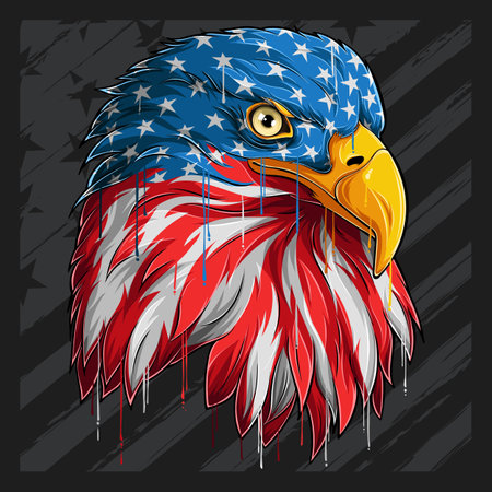 Eagle head with American flag pattern independence day veterans day 4th of July and memorial dayのイラスト素材