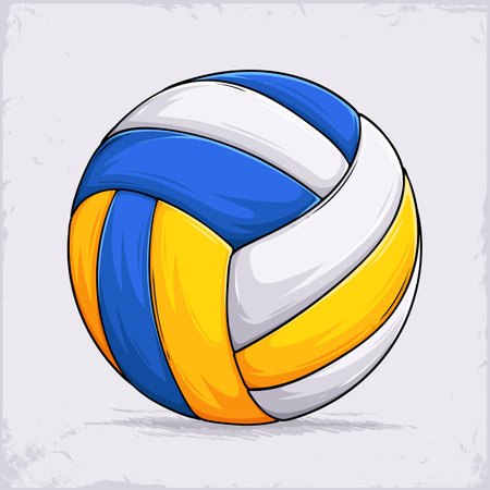 Hand drawn Sport Volleyball ball yellow and blue volleyball ball for training or professional Matchのイラスト素材