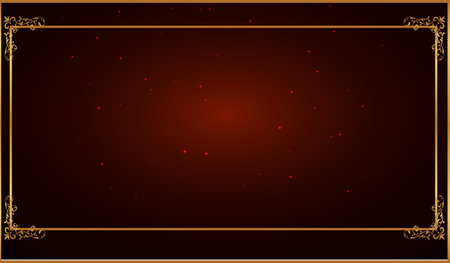Golden frame on a dark red background. Vector illustration for your design.のイラスト素材