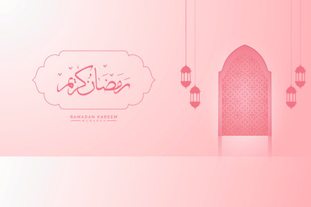Ramadan Kareem islamic greeting card design. Vector illustration.のイラスト素材