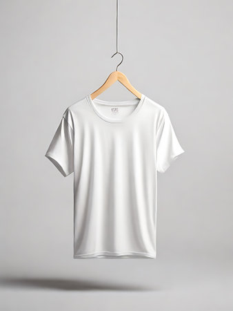 White t-shirt hanging on a hanger. 3d renderingの素材