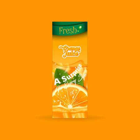 Fresh orange juice label on orange background. Vector illustration. Eps 10のイラスト素材