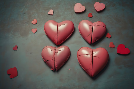 Broken heart on grunge background. Valentines day concept.の素材