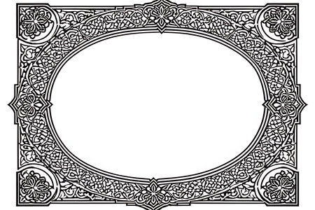 Illustration of a decorative frame with oriental ornaments.の素材
