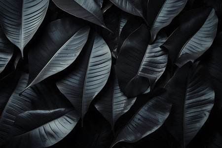 Tropical leaves background. Black and white tone. Nature concept.の素材