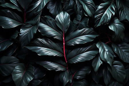Creative layout made of tropical leaves. Flat lay. Nature concept.の素材