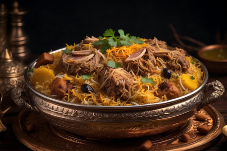 Pork Biryani or Pork Biryani served in a bowlの素材