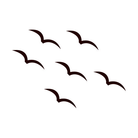 Flock of flying birds. Isolated on white background. Vector illustration.のイラスト素材