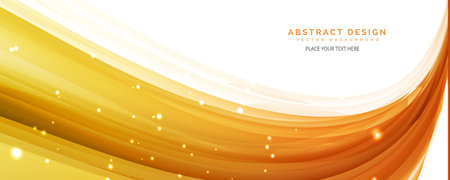 Smooth flowing wave template with glittering effect. Vector abstract backgroundのイラスト素材