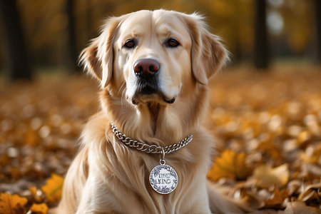 Golden Retriever in the autumn park. Golden Retrieverの素材