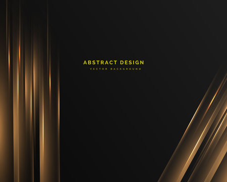 Abstract golden lines on black background. Vector illustration for your design.のイラスト素材