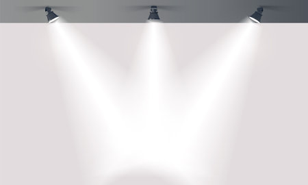 Spotlight on white wall background. Vector illustration. Eps 10.のイラスト素材