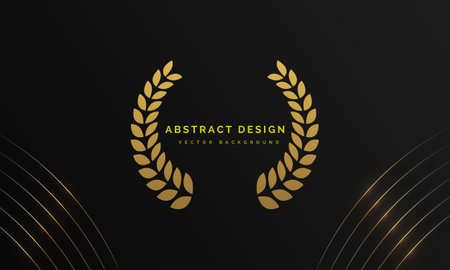 Gold laurel wreath on black background. Vector design element.のイラスト素材