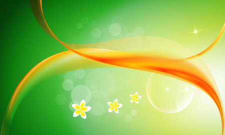 Abstract green background with yellow flower. Vector illustration. Eps 10.のイラスト素材