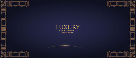 Luxury premium dark blue background with golden frame and place for textのイラスト素材