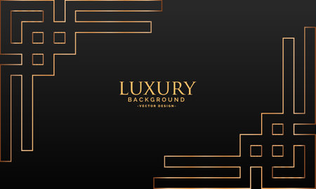 Luxury black background with golden line art pattern. Vector illustrationのイラスト素材