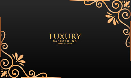 luxury ornamental black background with golden line art vector illustration designのイラスト素材