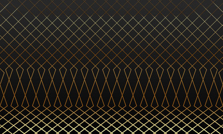 Luxury geometric seamless pattern with golden lines on black background.のイラスト素材