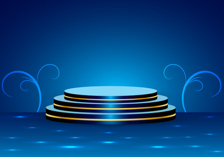 Abstract round podium on blue background. Award ceremony concept. Vector illustrationのイラスト素材