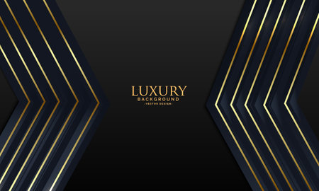 Luxury black abstract background with golden lines. Graphic design elementのイラスト素材