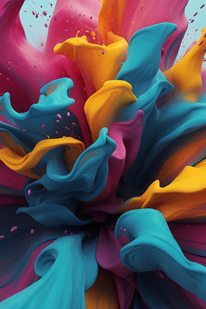Abstract background made of colorful paint splashes. 3d render illustrationの素材