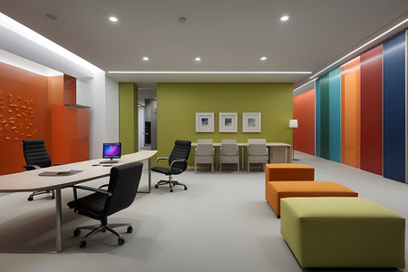 Interior of modern office. 3d rendering. Computer digital drawing.の素材