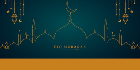 Eid al-Fitr, Islamic new year mosque backgroundのイラスト素材